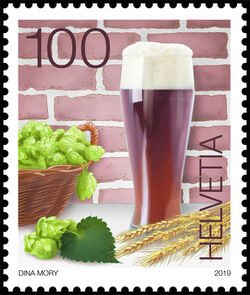 Briefmarke mit dunklem Bier